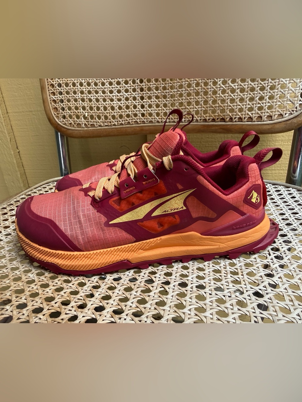 Altra Lone Peak 8 Trail Running Shoes Red Orange Women’s size 6.5
